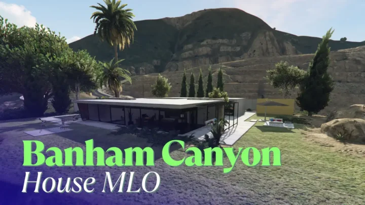Banham Canyon House MLO exterior with glass walls and garden