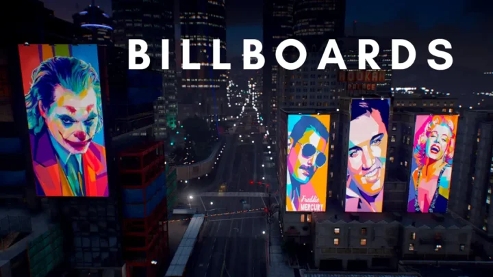 Pop art FiveM Billboard MLO on rooftops in Pillbox Hill