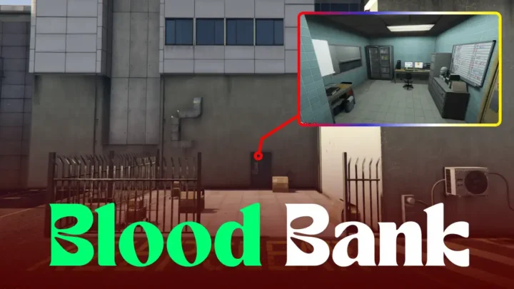 FiveM Blood Bank MLO interior with medical equipment and reception area.