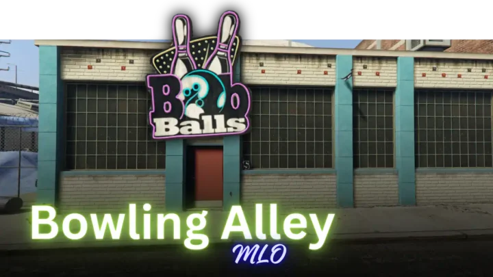Retro bowling alley interior with arcade machines