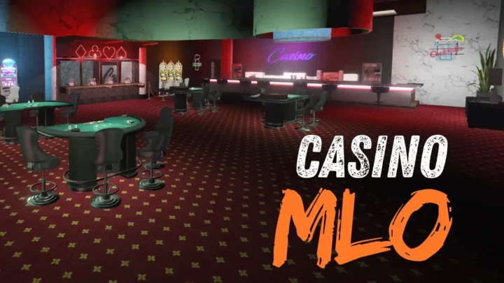 Interior of FiveM Casino with slot machines and poker tables
