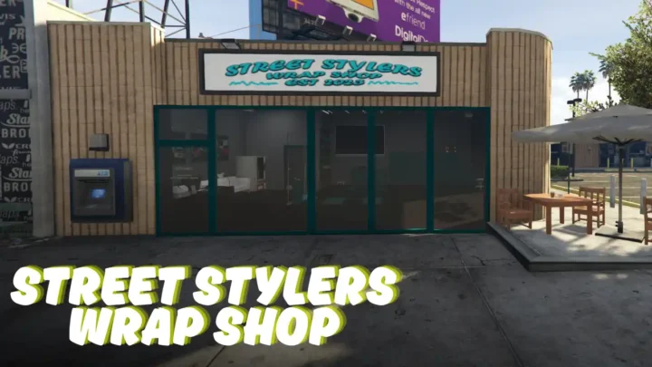 Modern car wrap shop interior with tools and wrap bay