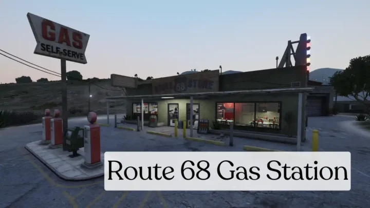 Route 68 Gas Station MLO with outdoor pumps and indoor diner area