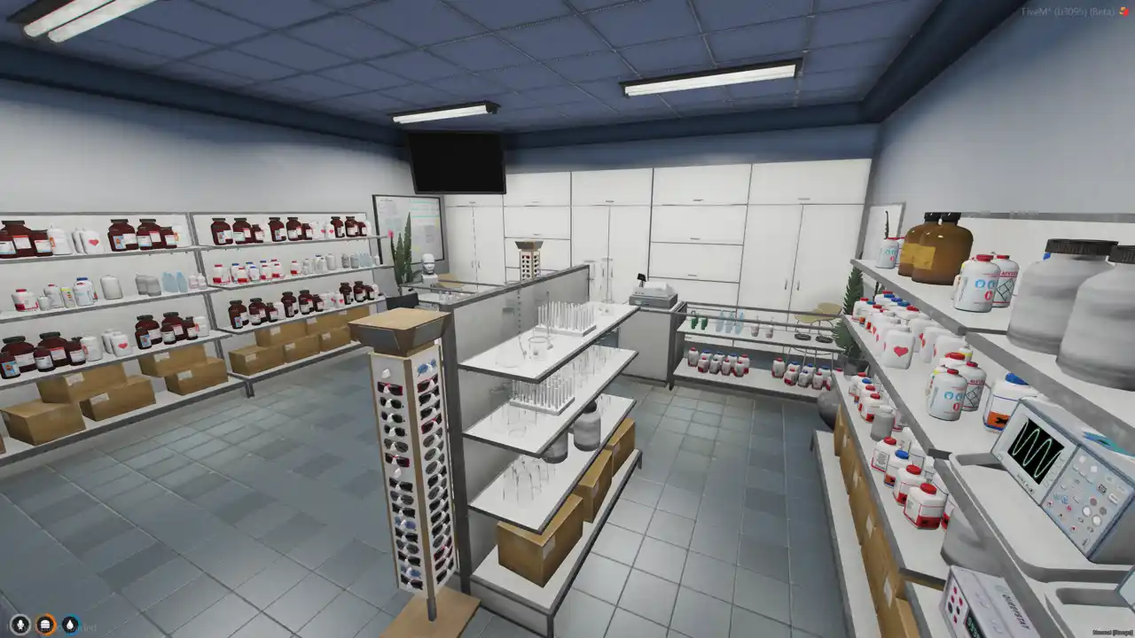 Dollar Pills Shop MLO interior shelves and counter setup inside this FiveM MLO FiveM Map pharmacy