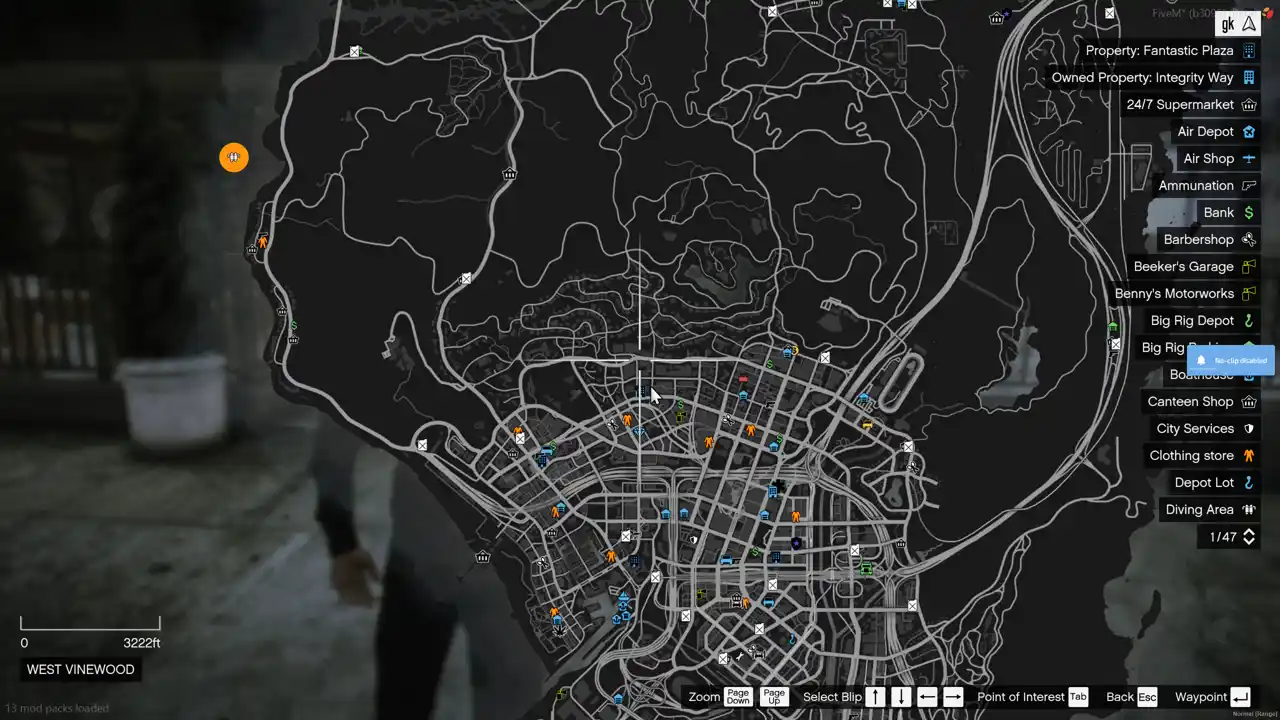 Bean Machine MLO map view showing the West Vinewood placement on the FiveM Map