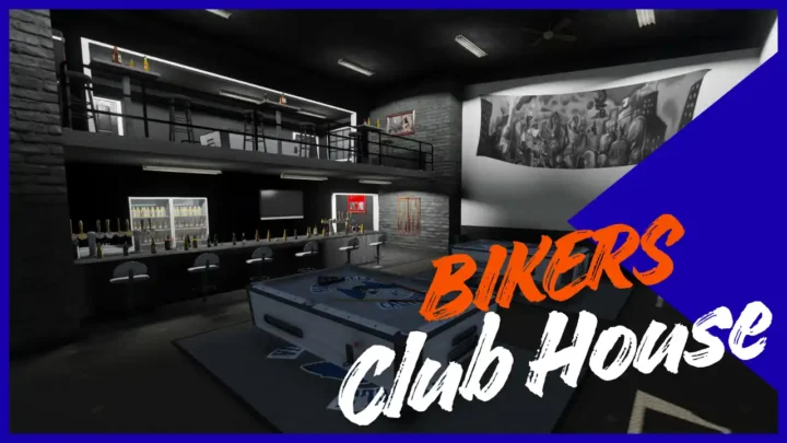 FiveM Bikers Club House MLO – main clubhouse interior with bar and lounge FiveM Map
