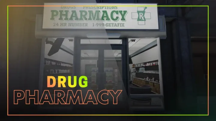 Drug Pharmacy MLO thumbnail showing the storefront of this FiveM MLO and FiveM Map pharmacy interior