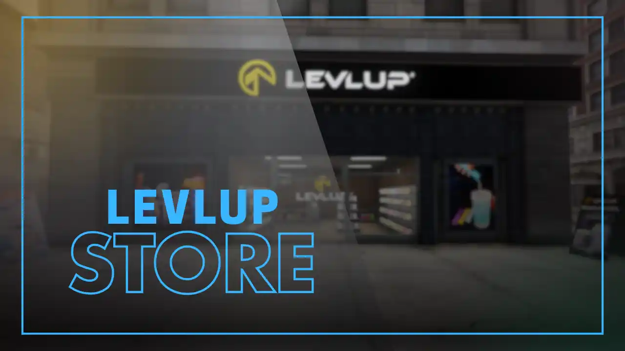 FiveM Levlup Store MLO – modern Vespucci Blvd shop exterior with LEVLUP logo and glass storefront FiveM Map