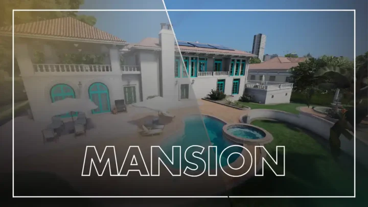 FiveM Mansion MLO thumbnail showing the luxury Mediterranean mansion exterior in this detailed FiveM MLO and FiveM Map build