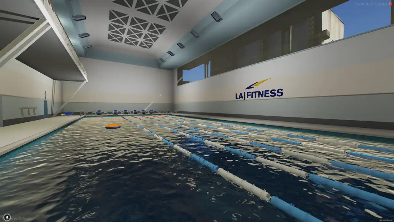 LA Fitness Gym MLO indoor swimming pool with lane markers and blue tiles | FiveM MLO FiveM Map pool facility