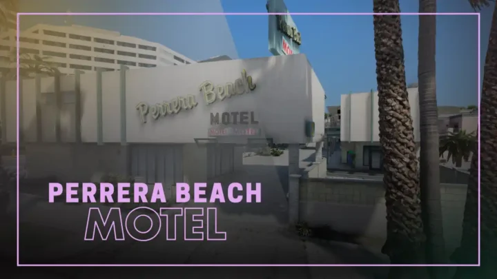 Perrera Beach Motel MLO exterior with retro motel sign shown in this FiveM MLO and FiveM Map setup